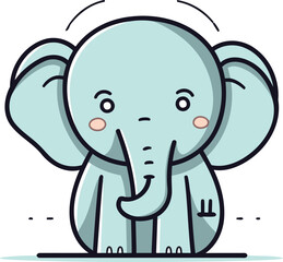 Cute Cartoon Elephant Character Vector Illustration. Cute Animal Character
