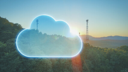 5G cloud computing technology, data transfer concept, graphics