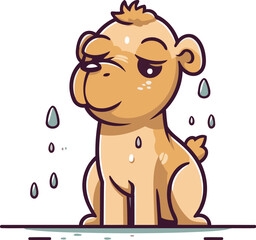 Cute cartoon monkey in a shower. Vector illustration isolated on white background.