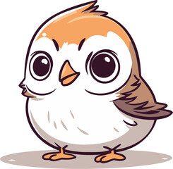 Cute little bird. Isolated on white background. Vector illustration.