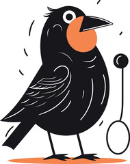 Cute cartoon crow. Vector illustration isolated on a white background.