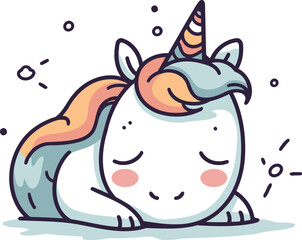 Cute little unicorn. Vector illustration in cartoon style. Isolated on white background.