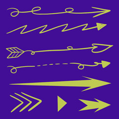 Arrow hand drawn doodle pen style  neon color