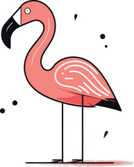 Flamingo. Hand drawn vector illustration in doodle style.