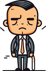 Sad Businessman   Retro Cartoon Vector Illustration