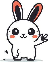 Cute bunny waving hand. Vector illustration. Cute cartoon character.