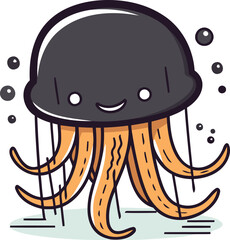 Cute cartoon jellyfish. Vector illustration in a flat style.