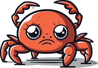 Cute cartoon crab. Vector illustration isolated on a white background.