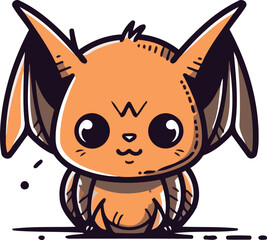 Cute cartoon bat isolated on a white background. Vector illustration.