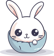 cute rabbit in egg kawaii character icon vector illustration design