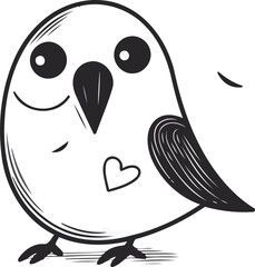 Cute cartoon bird. Hand drawn vector illustration isolated on white background.