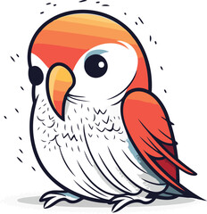 Vector illustration of a cute parrot. Isolated on white background.