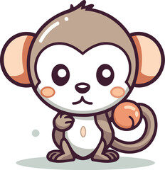Cute monkey cartoon character vector illustration. Animal cartoon mascot design.