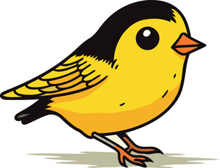 vector illustration of a cute little yellow bird on a white background.