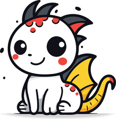 Cute cartoon dragon. Vector illustration. Isolated on white background.