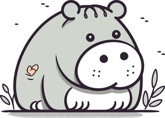 Hippopotamus. Cute cartoon animal. Vector illustration.