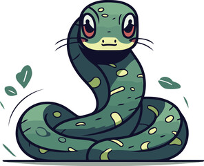 Cute cartoon snake. Vector illustration isolated on a white background.