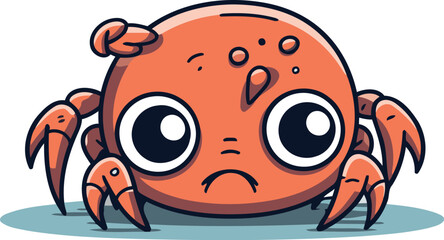 Cute cartoon crab. Vector illustration. Isolated on white background.