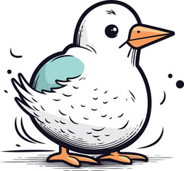 Cartoon seagull. Vector illustration. Isolated on white background.