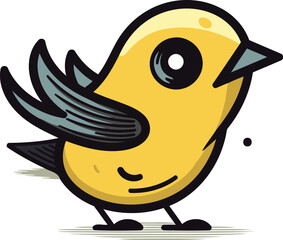 Cute little bird isolated on a white background. Vector illustration.