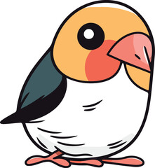 Cute cartoon little bird isolated on white background. Vector illustration.