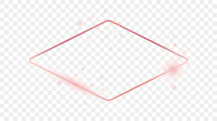 Rose gold glowing rounded rhombus shape frame