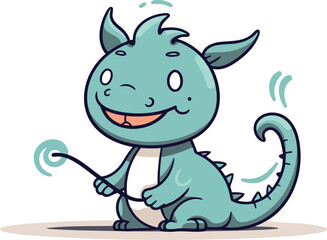 Funny cartoon dragon. Vector illustration. Isolated on white background.