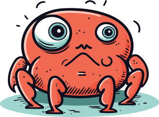 Crab character. Vector illustration of a cute crab. Cartoon crab.