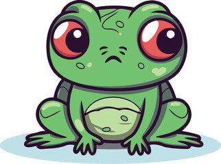 Cute cartoon frog character. Vector illustration isolated on white background.