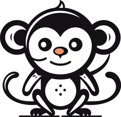 Cute monkey isolated on white background. Vector illustration for your design