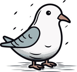 Vector illustration of a pigeon on a white background. Vector illustration.