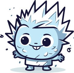 Funny cartoon monster character vector illustration. Cute smiling monster.