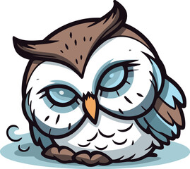 Illustration of a Cute Owl on a white background. Vector