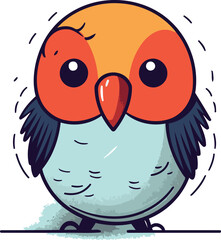 Cute cartoon bird. Vector illustration isolated on a white background.