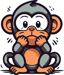 Monkey cartoon vector illustration. Isolated on a white background.