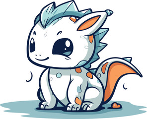 Cute cartoon little skunk isolated on white background. Vector illustration.