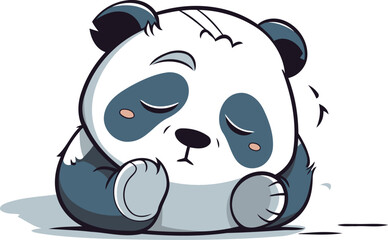 Cute cartoon panda sleeping on white background. Vector illustration.