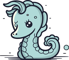 Cute cartoon seahorse. Vector illustration isolated on white background.