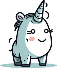 Cute Unicorn Cartoon Vector Illustration. Isolated on White Background