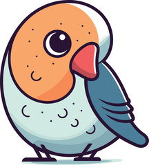 Cute cartoon bird. Vector illustration. Isolated on white background.