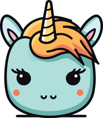 Cute unicorn head. Vector illustration. isolated on white background.