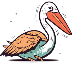 Pelican vector icon. Cartoon illustration of pelican vector icon for web design