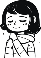 Cute little girl in warm clothes. Vector illustration on white background.