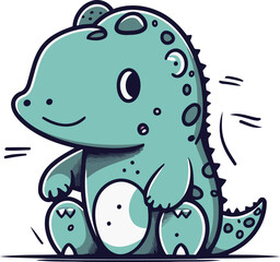 Cute cartoon dinosaur. Vector illustration isolated on a white background.