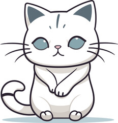 Cute cartoon cat. Vector illustration isolated on a white background.