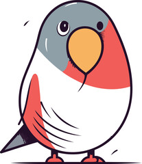 Cute little bullfinch. Vector illustration in cartoon style.