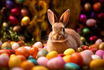 Fototapeta na wymiar easter bunny and eggs