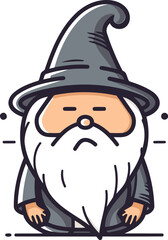 Cartoon wizard with a mustache. Vector illustration. Isolated on white background.