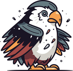 Cute cartoon eagle. Vector illustration isolated on a white background.