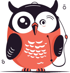 Cute cartoon owl. Vector illustration isolated on a white background.